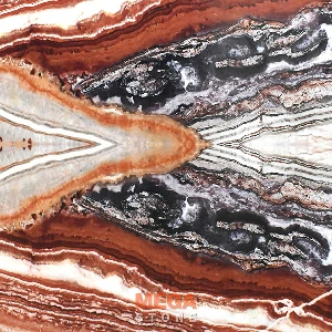 หินสังเคราะห์ คริสตัลแวนโก๊ะ ออร์นิก Crystal Van Gogh Onyx Artificial Stone (A-BROW-003) ลวดลายหินอ่อนสีน้ำตาลหรูหราจาก MEGA STONE