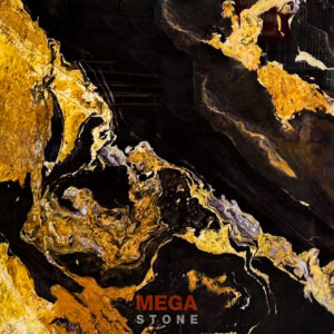 หินสังเคราะห์ คริสตัลแบล็คโกลด์ Crystal Black Gold Artificial Stone (A-BLK-004) ลวดลายหินอ่อนสีดำตัดทองจาก MEGA STONE