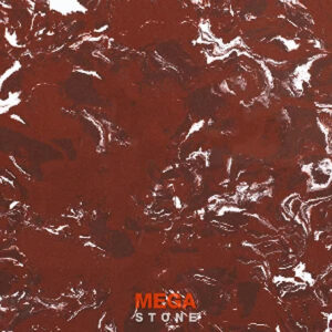 หินสังเคราะห์ คริสตัลเรด Crystal Red Artificial Stone (A-RED-002) หินเทียมสีแดงลายพริ้วจาก MEGA STONE