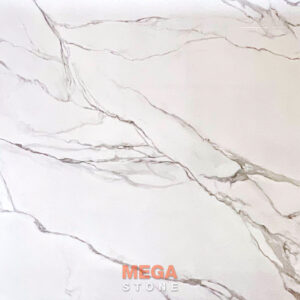 หินสังเคราะห์ คริสตัล คาราคัตต้า Crystal Calacatta Artificial Stone หินเทียมลายหินอ่อนสีขาวจาก MEGA STONE